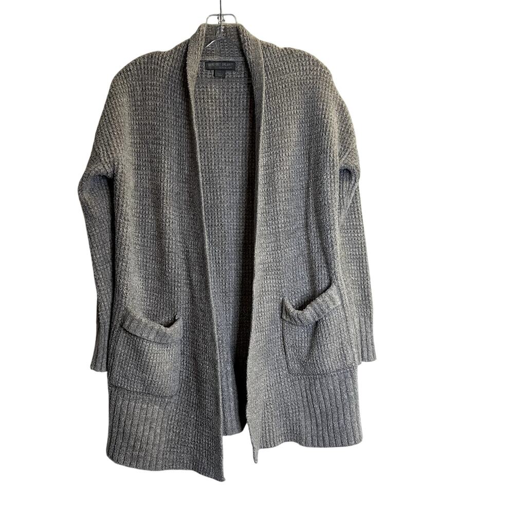Barefoot Dreams Cozychic Lite Long Weekend Waffle Knit Light gray Cardigan S - Picture 3 of 6
